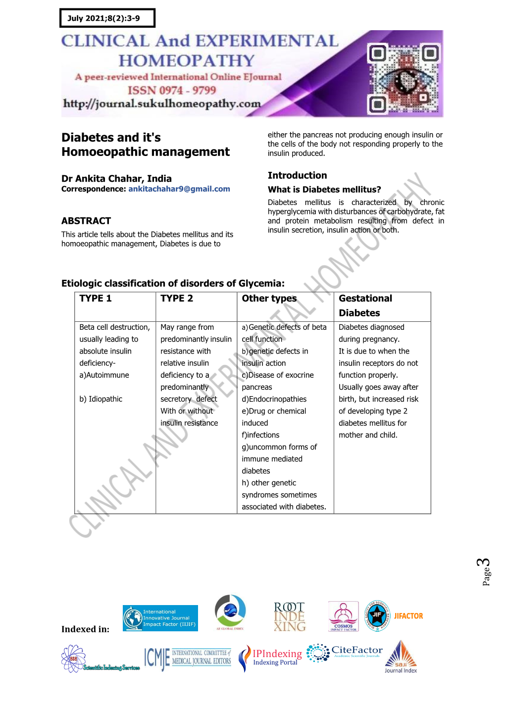 Diabetes and It's Homoeopathic Management