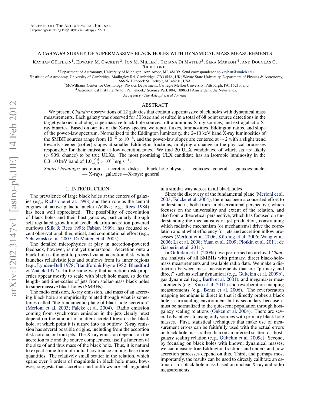 A Chandra Survey of Supermassive Black Holes with Dynamical Mass Measurements