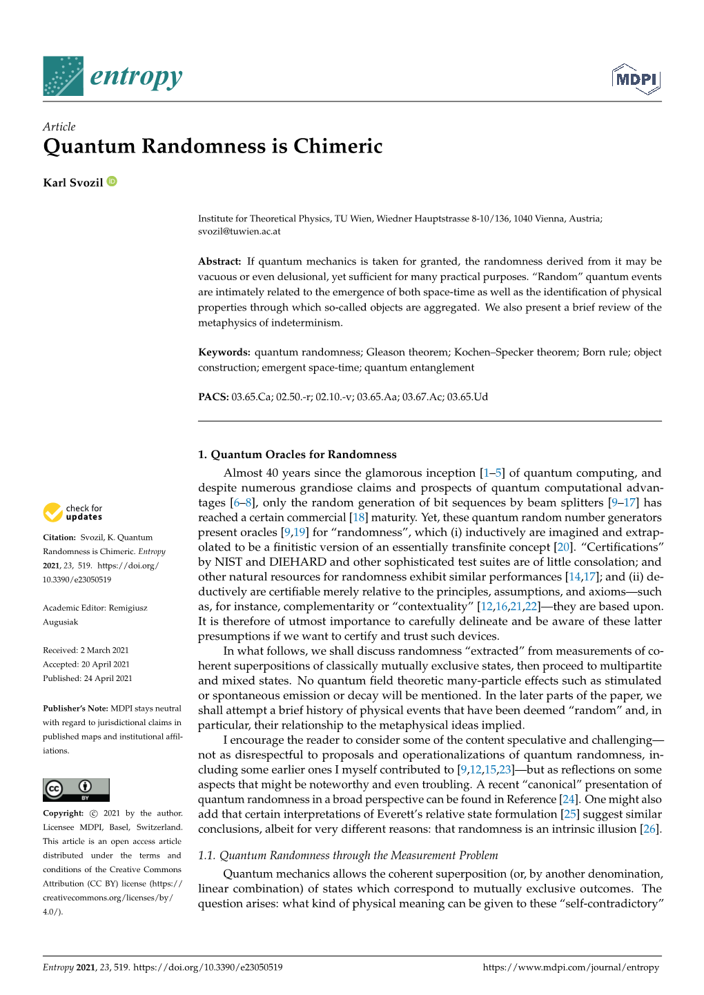 Quantum Randomness Is Chimeric