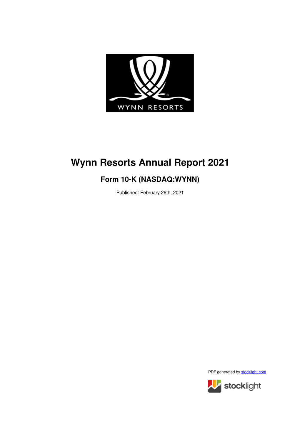 Wynn Resorts Annual Report 2021