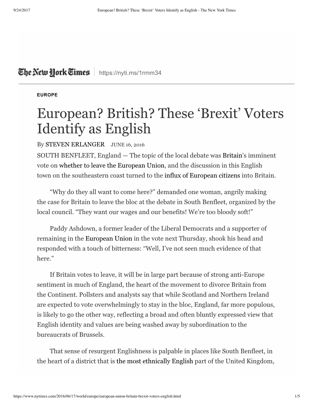 European? British? These 'Brexit' Voter...Entify As English