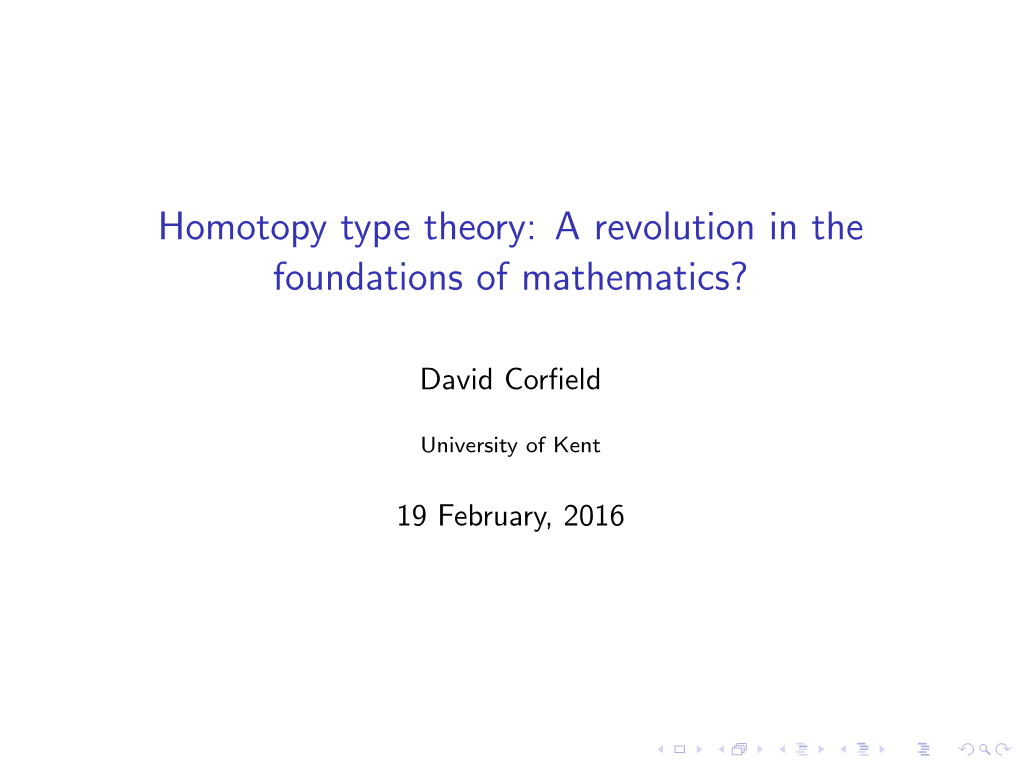 Homotopy Type Theory: a Revolution in the Foundations of Mathematics?