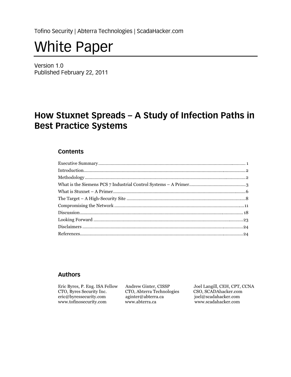 How Stuxnet Spreads – a Study of Infection Paths in Best Practice Systems