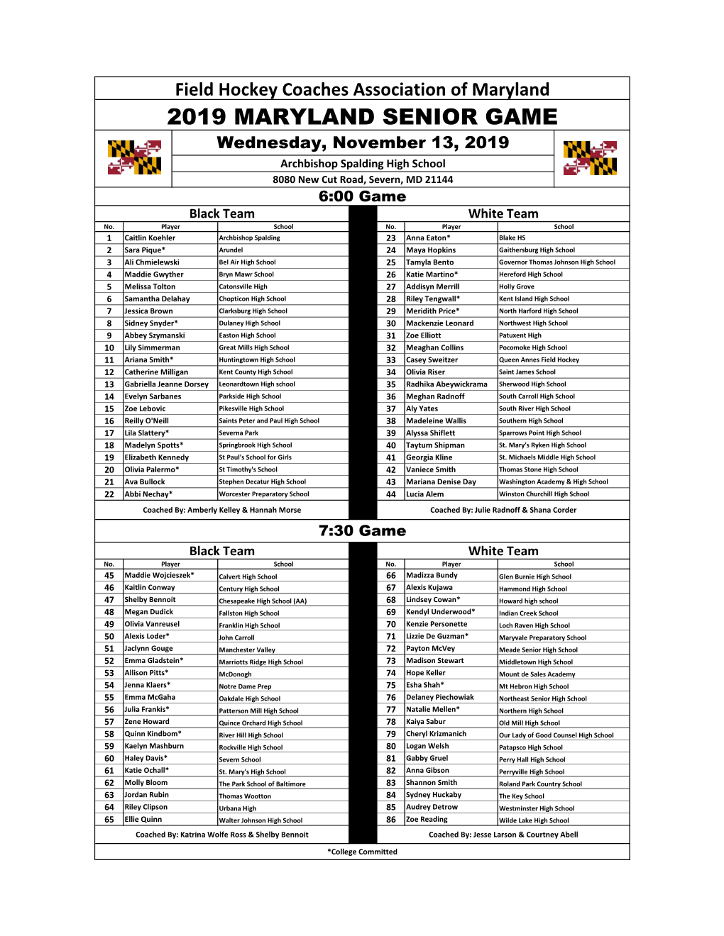 All State Senior Game Program 2019.Xlsx