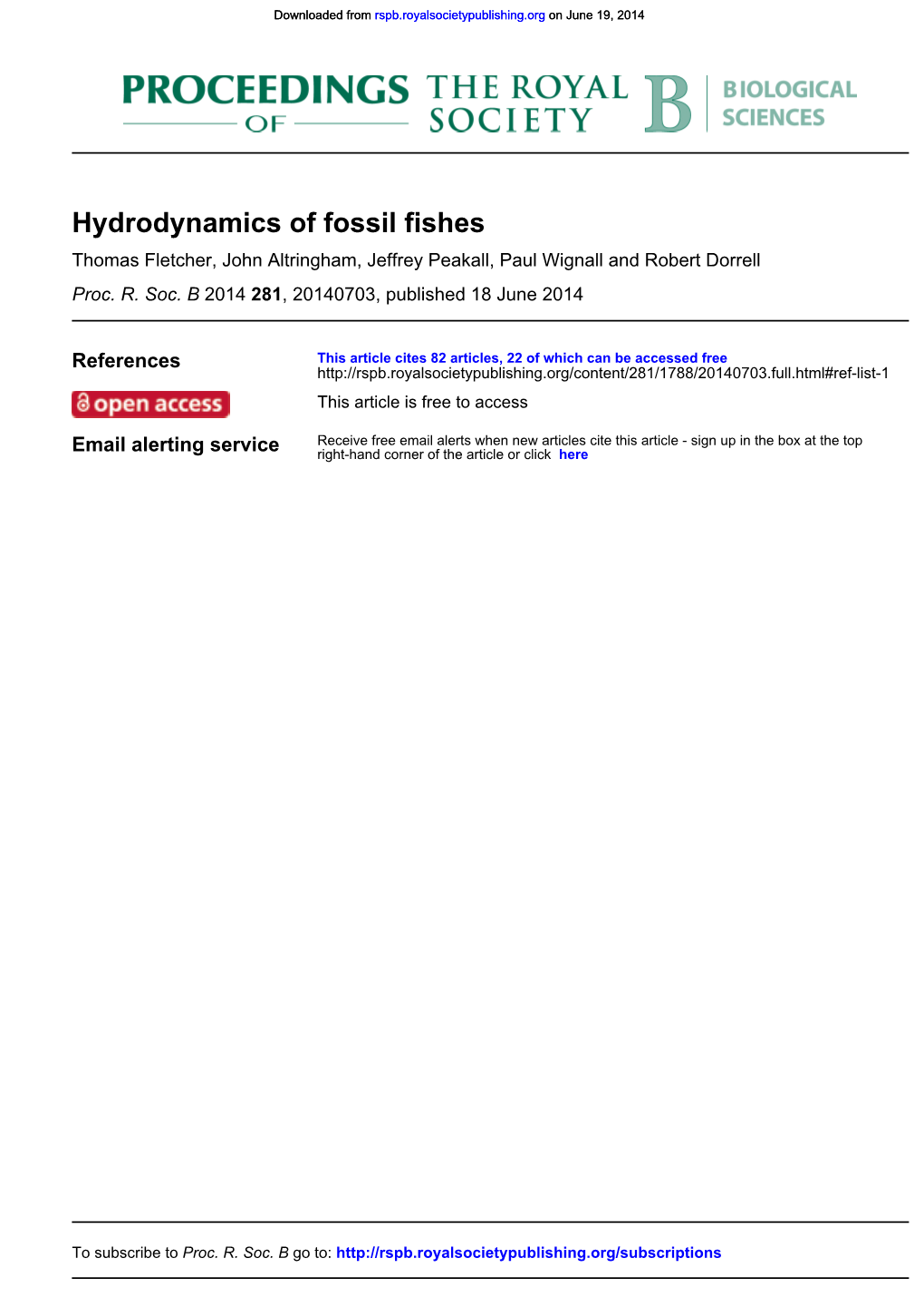 Hydrodynamics of Fossil Fishes