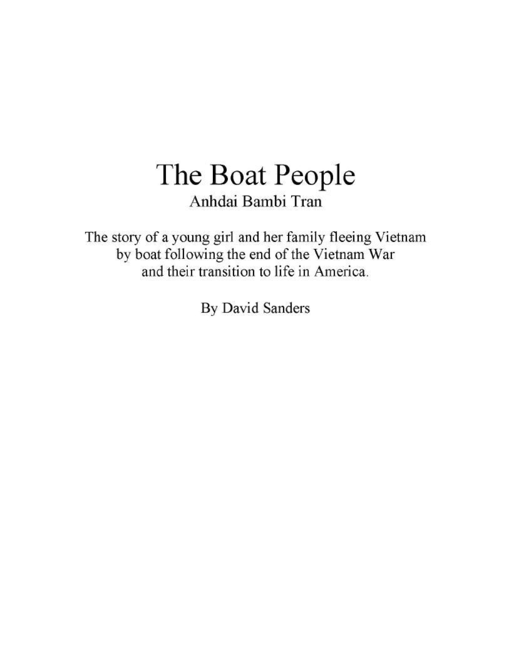 The Boat People Anhdai Bambi Tran