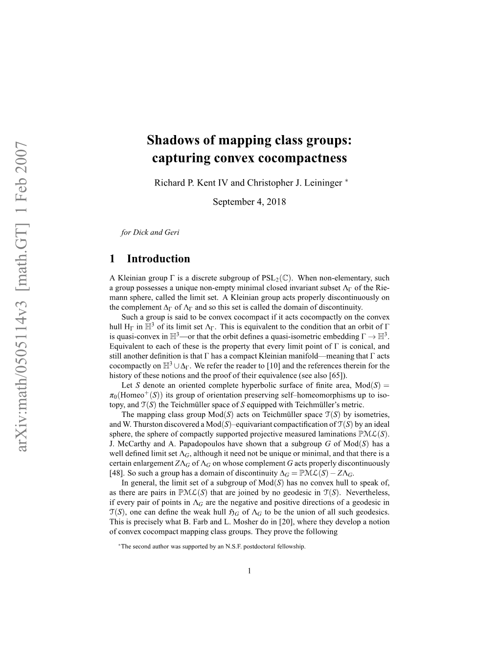 Arxiv:Math/0505114V3 [Math.GT] 1 Feb 2007