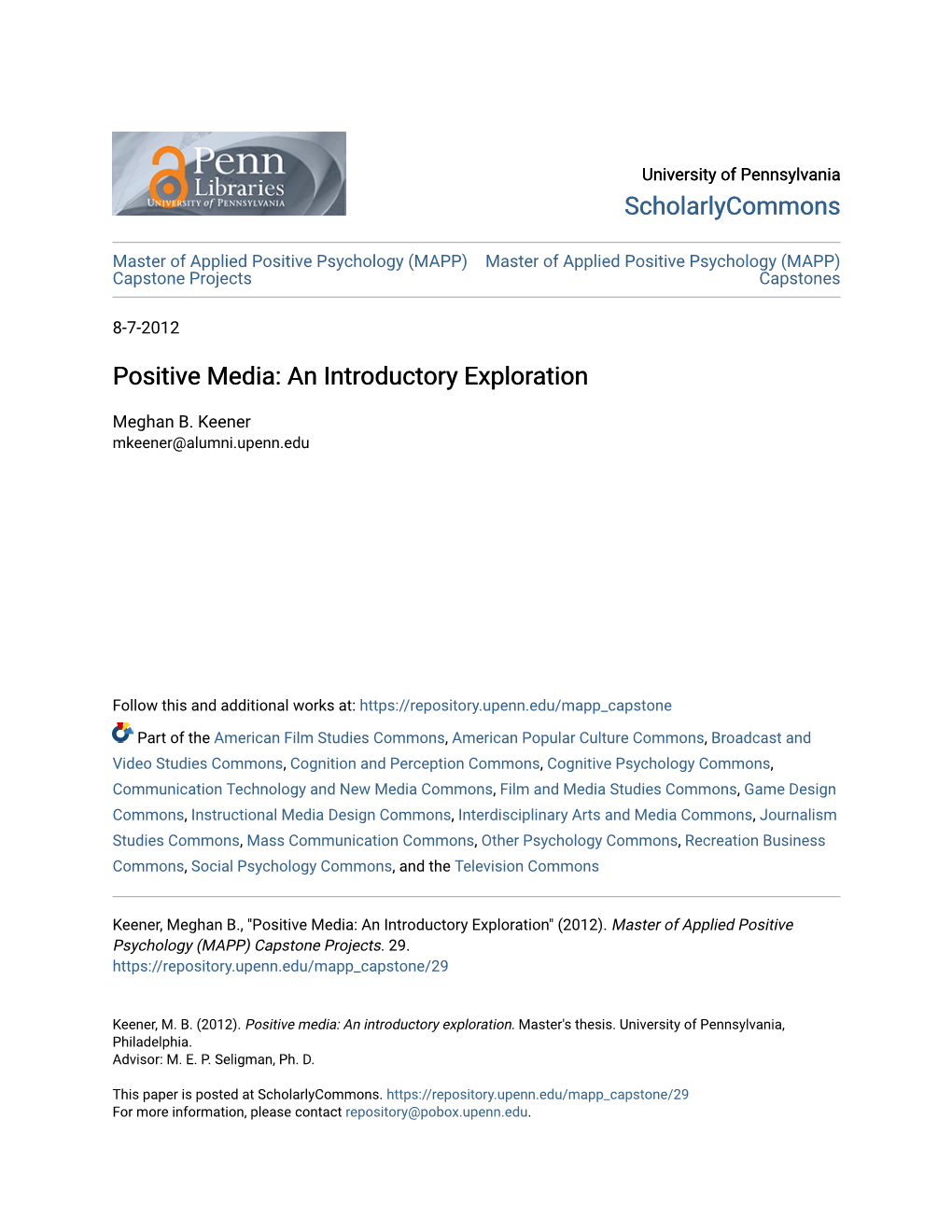 Positive Media: an Introductory Exploration