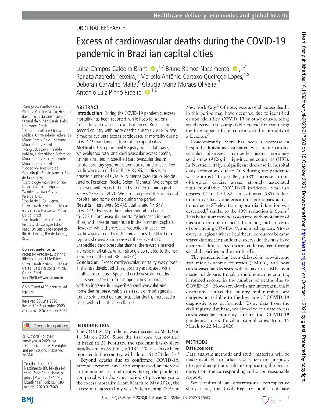 Excess of Cardiovascular Deaths During the COVID-19 Pandemic In