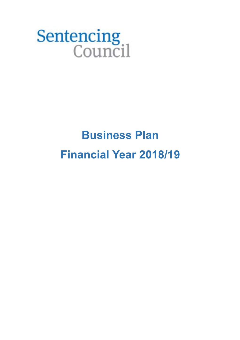 Sentencing Council Business Plan 2018/19