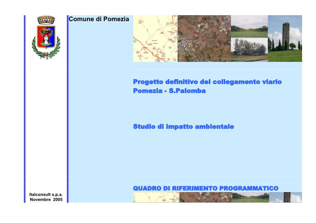 Progetto Definitivo Del Collegamento Viario Pomezia - S.Palomba