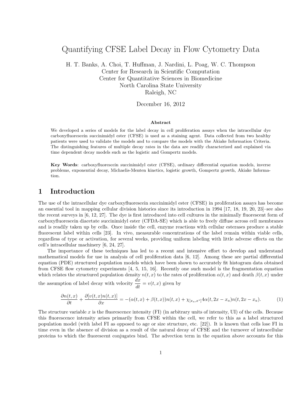 Quantifying CFSE Label Decay in Flow Cytometry Data
