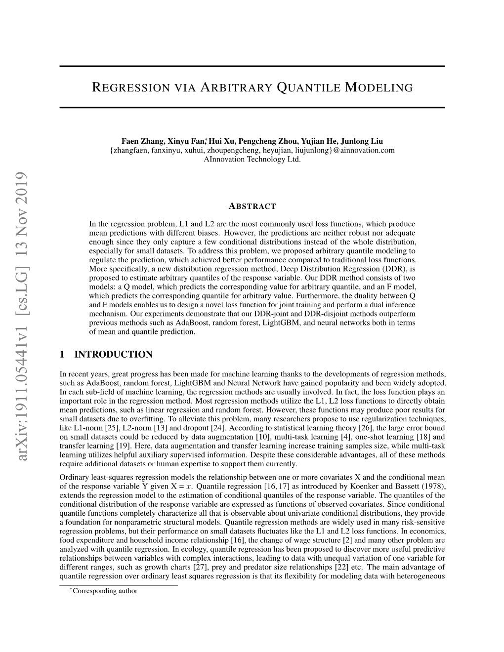 Regression Via Arbitrary Quantile Modeling