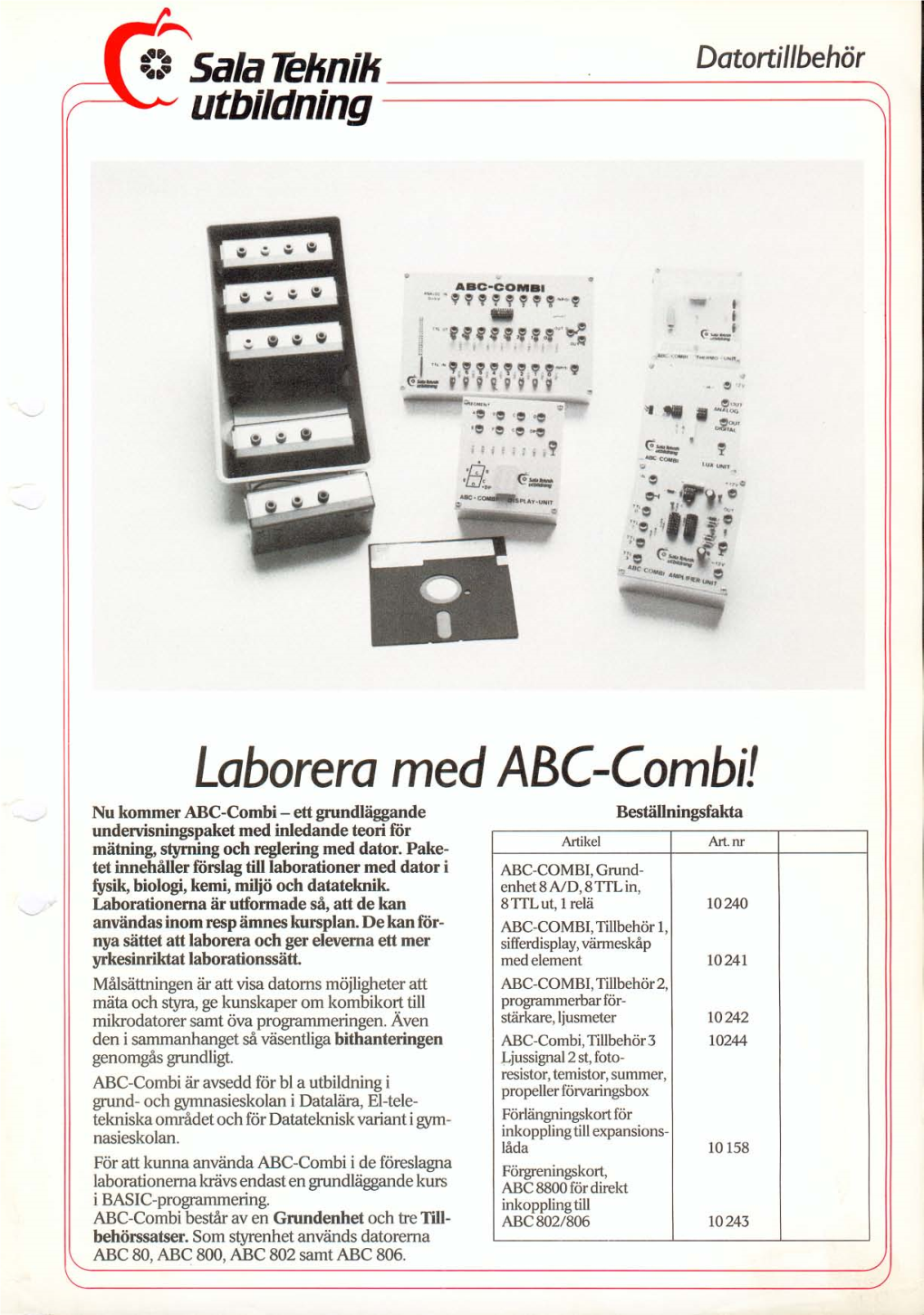 Laborera Med ABC-Combi! Nu Kommerabc-Combi - Ettgrundläggande Beställningsfakta Undervisningspaket Med Inledandeteoriför Mätning, Styrning Och Reglering Med Dator