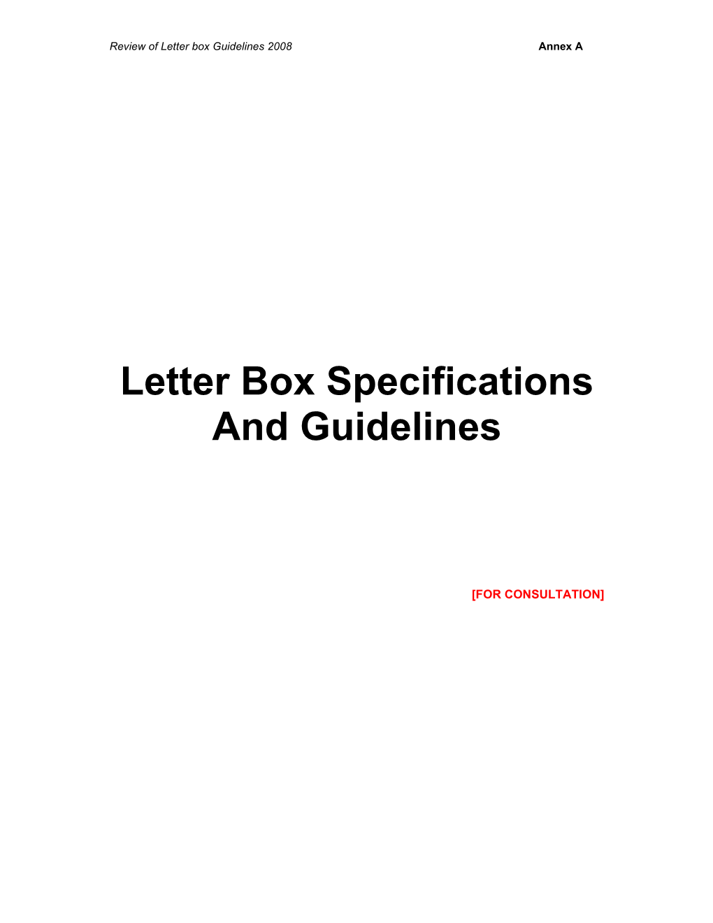 Letter Box Specifications and Guidelines