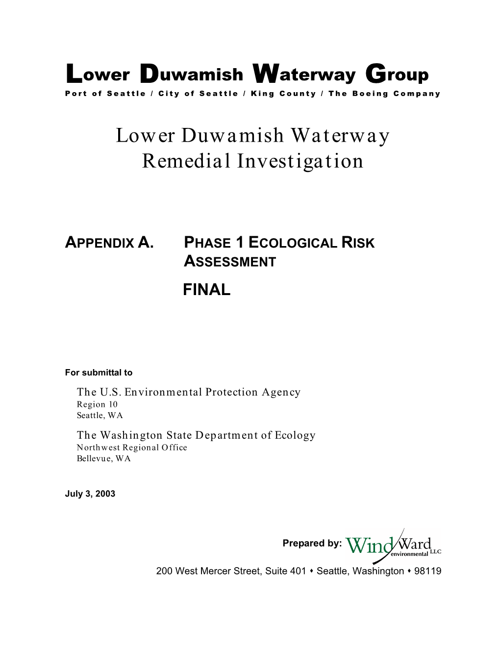 Appendix A: Ecological Risk Assessment