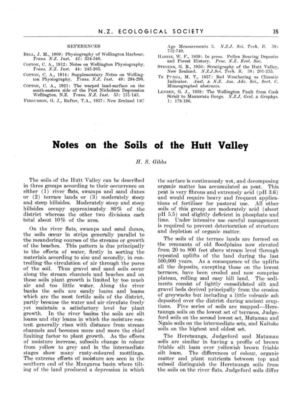 Notes on the Soils of the Hutt Valley