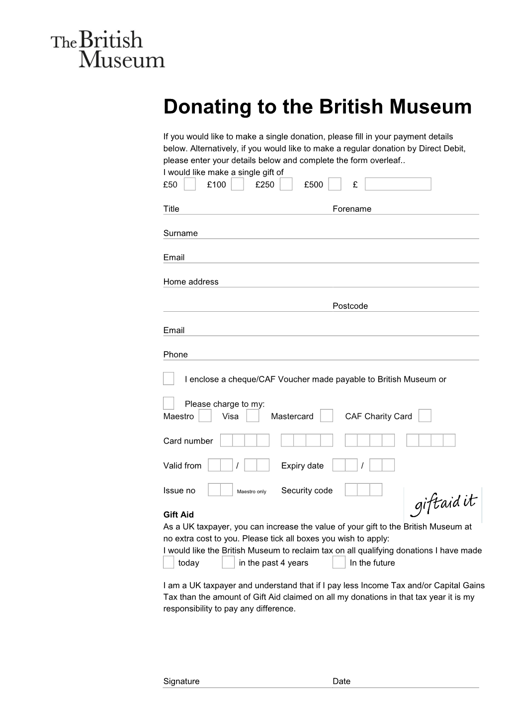 Donating to the British Museum