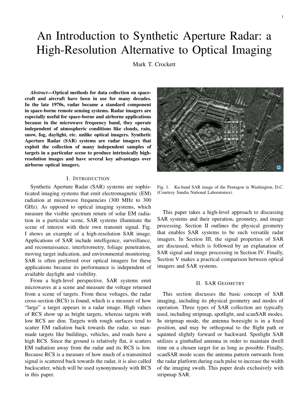 An Introduction to Synthetic Aperture Radar: a High-Resolution Alternative to Optical Imaging Mark T