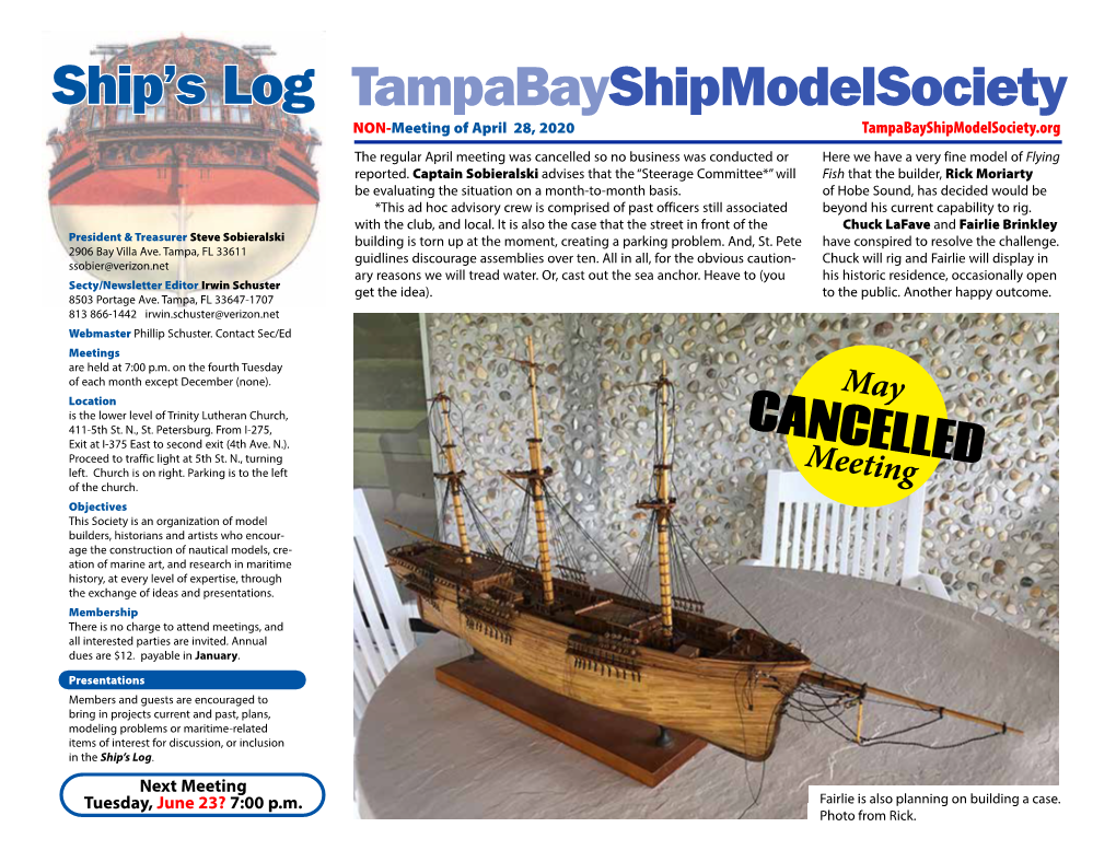 Ship's Log Tampabayshipmodelsociety