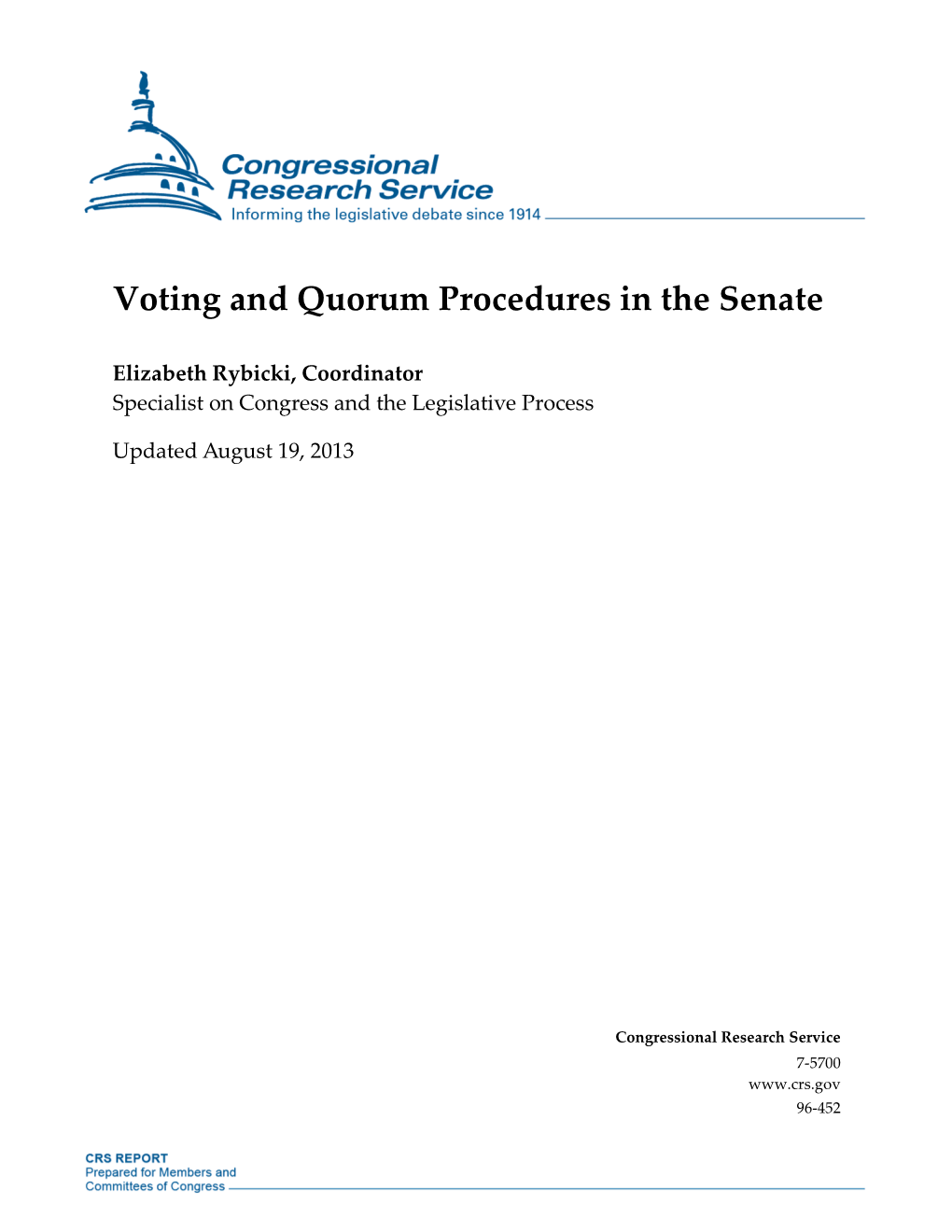 Voting and Quorum Procedures in the Senate