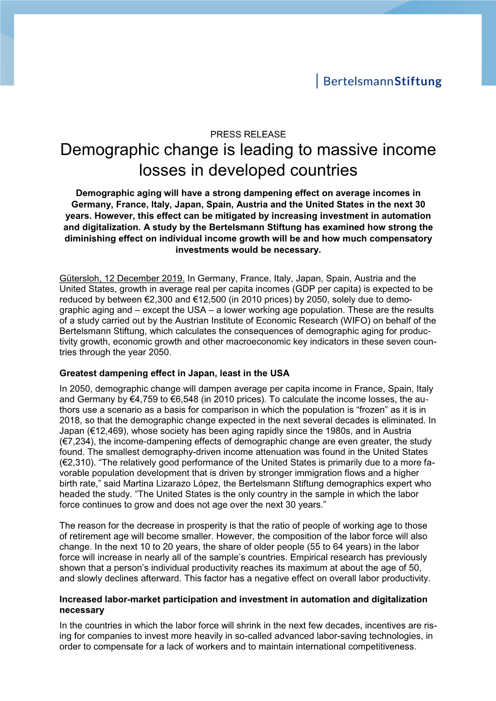 Demographic Change Is Leading to Massive Income Losses in Developed Countries