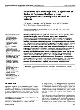 Rhizobium Huautlense Sp. Nov., a Symbiont of Sesbania Herbacea That Has a Close Phylogenetic Relationship with Rhizobium Galegae