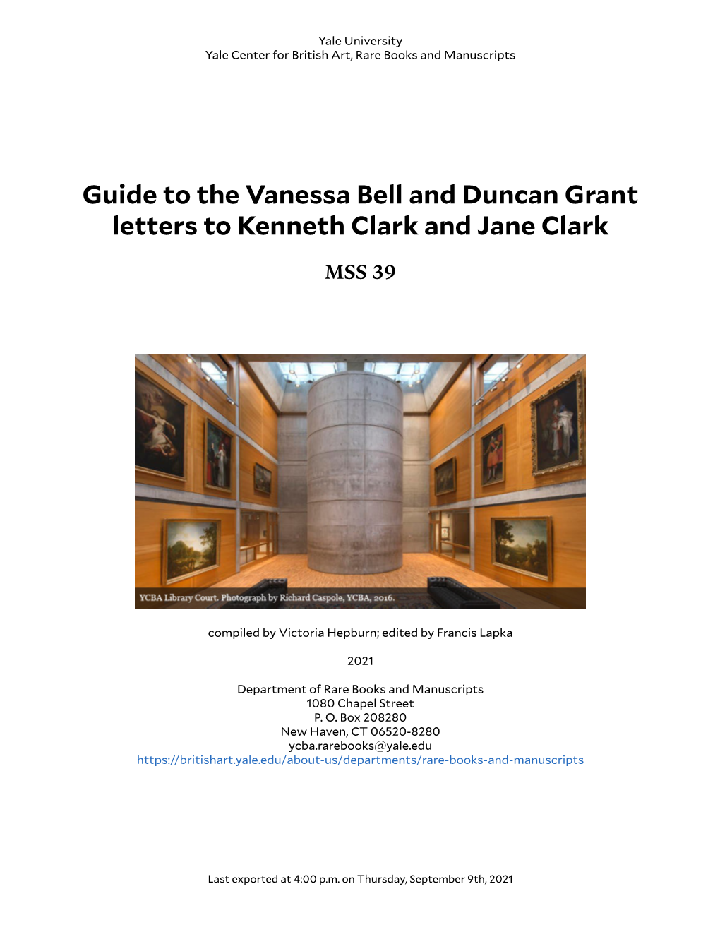 Vanessa Bell and Duncan Grant Letters to Kenneth Clark and Jane Clark