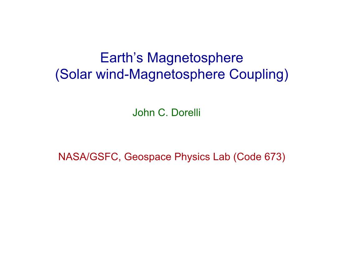 Solar Wind-Magnetosphere Coupling)