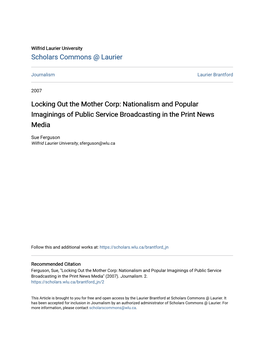 Nationalism and Popular Imaginings of Public Service Broadcasting in the Print News Media
