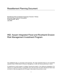 Assam Integrated Flood and Riverbank Erosion Risk Management Investment Program
