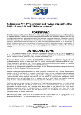 ATMPP Diabetes Change and Review Proposal Npa 2012-18