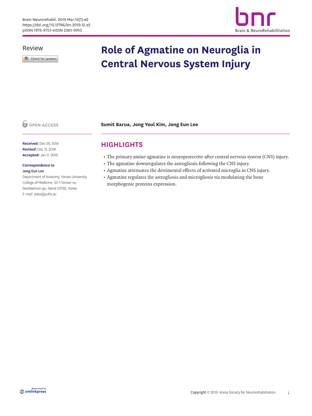 Role of Agmatine on Neuroglia in Central Nervous System Injury