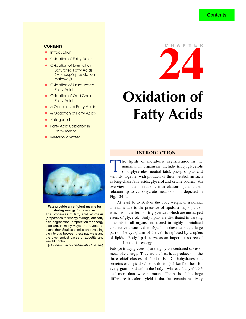 Oxidation of Fatty Acids