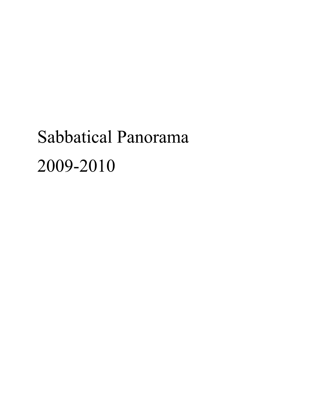 Sabbatical Panorama 2009-2010