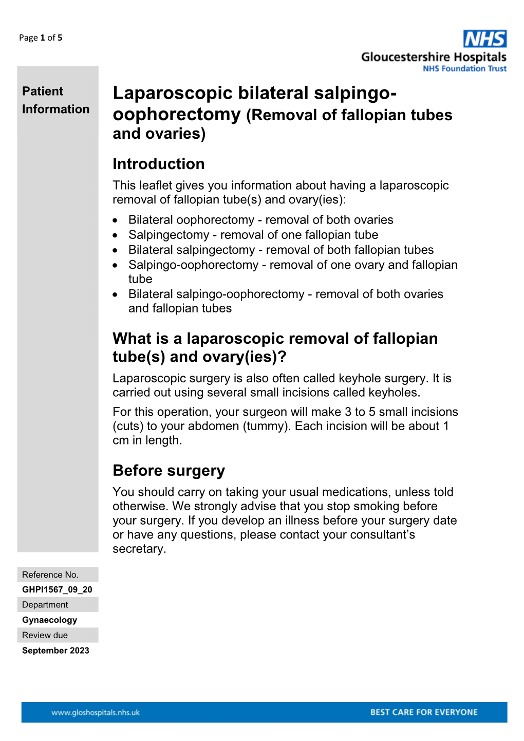 Laparoscopic Bilateral Salpingo- Oophorectomy