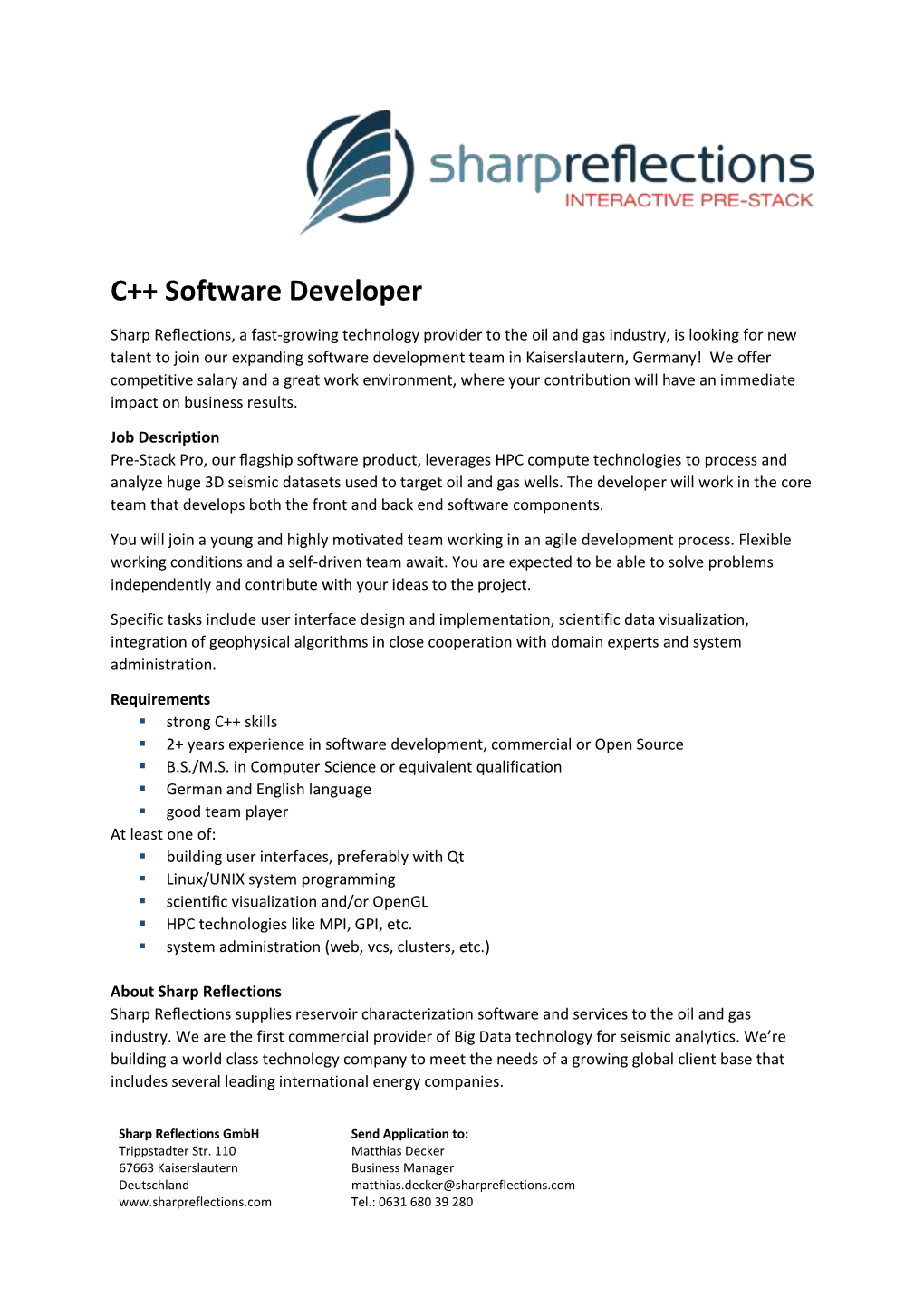 C++ Software Developer