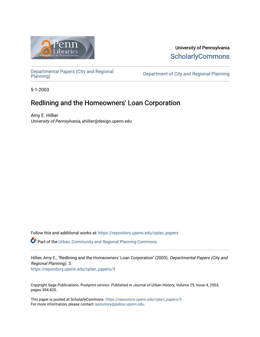 Redlining and the Homeowners' Loan Corporation