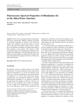 Fluorescence Spectral Properties of Rhodamine 6G at the Silica/Water Interface