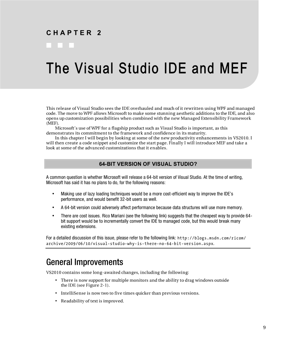 The Visual Studio IDE and MEF