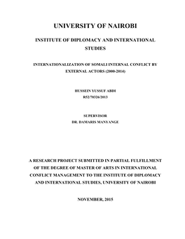 Internationalization of Somali Internal Conflict by External Actors (2000-2014)