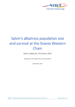 Salvin's Albatross Population Size and Survival at the Snares Western Chain Salvin's Albatross, the Snares 2014