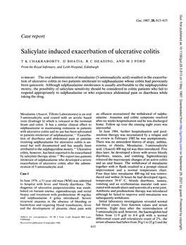 Salicylate Induced Exacerbation of Ulcerative Colitis