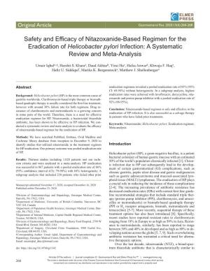 Safety and Efficacy of Nitazoxanide-Based Regimen for the Eradication of Helicobacter Pylori Infection: a Systematic Review and Meta-Analysis