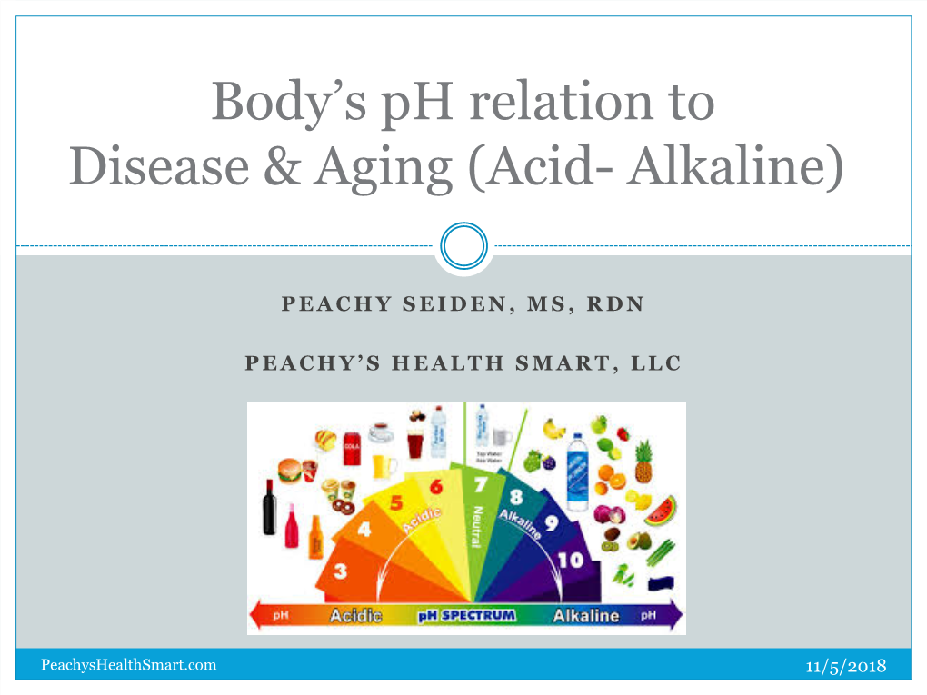 Body's Ph Relation to Disease & Aging (Acid- Alkaline)