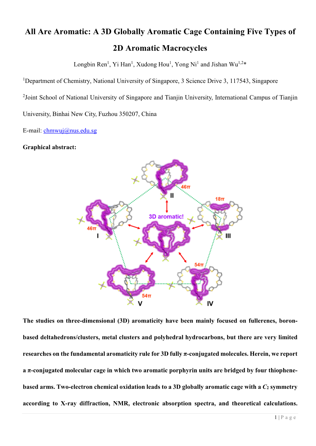 Are Aromatic: a 3D Globally Aromatic Cage Containing Five Types of 2D Aromatic Macrocycles