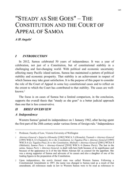 "Steady As She Goes" – the Constitution and the Court of Appeal of Samoa