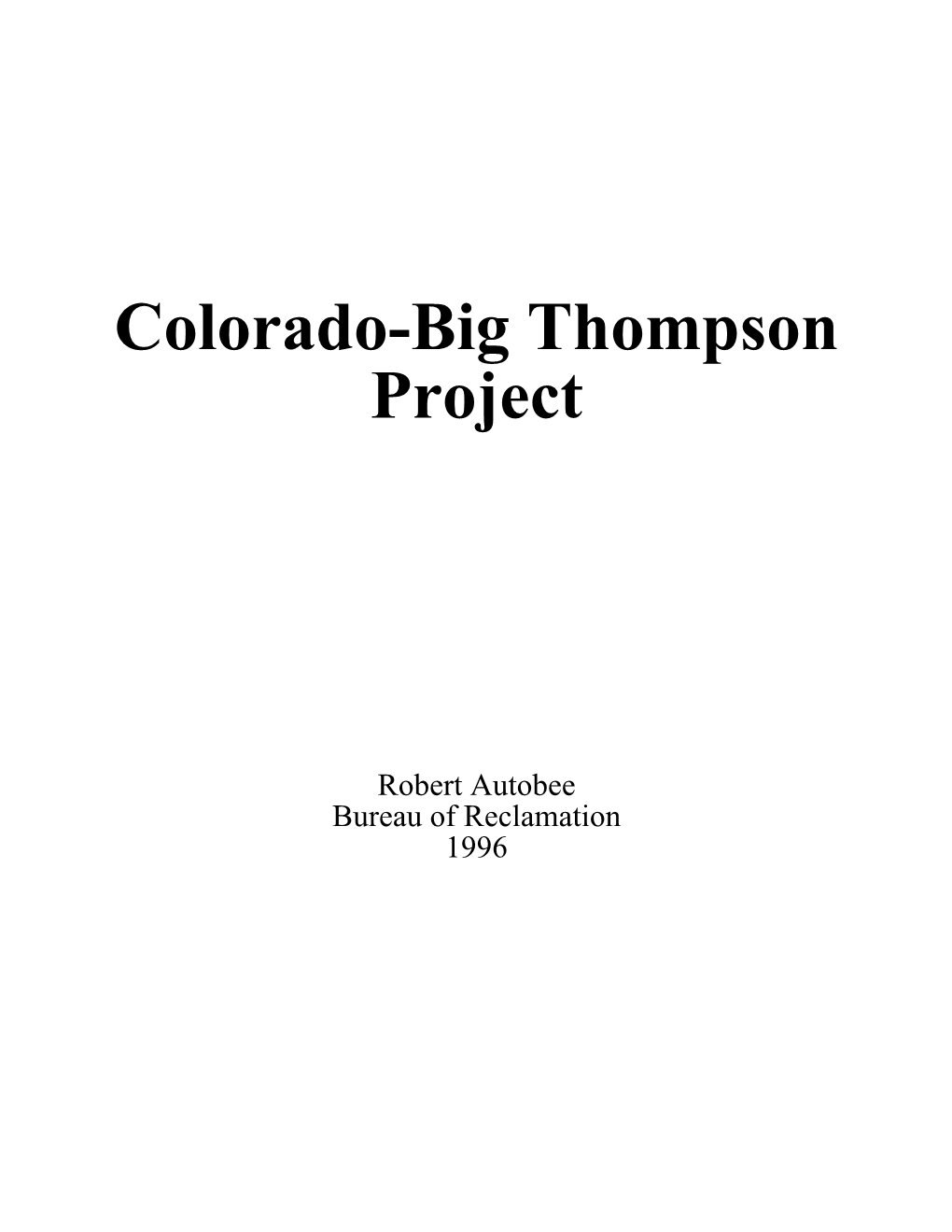 Colorado-Big Thompson Project