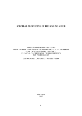 Spectral Processing of the Singing Voice