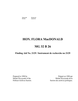 HON. FLORA Macdonald MG 32 B 26 Vol